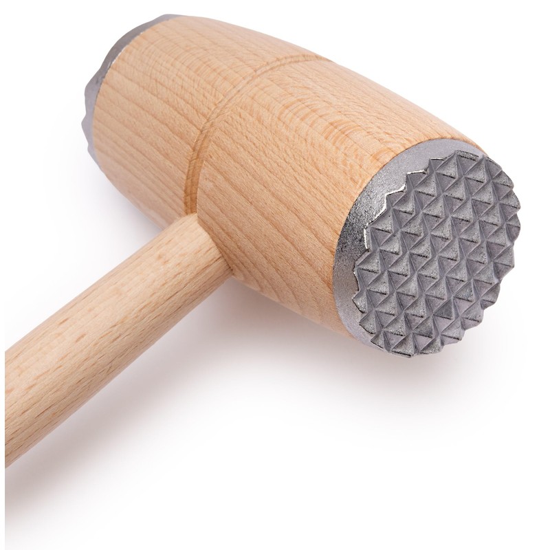 EVERYJOY Batticarne in legno con estremità in metallo per cotolette,