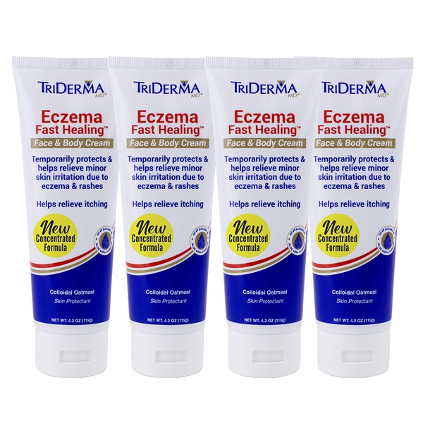 TriDerma Eczema Fast Healing Face and Body Cream, Pack of 4, Helps Protect Skin Irritation and Relieve Itching