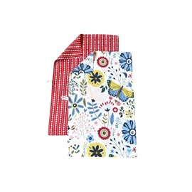 Desert Aqua || 2 Pack|| Not Your Ordinary Dish Towels || Waffle Weave Microfiber || Tea Towels || Highly Absorbent || Hanging Loop || Dish Cloths || Modern || Designer Prints|| Flower Garden