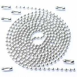 Ceiling Fan Pull Chain, 60 Inch Pull Chain Extension for Ceiling Fans and Light Fixture, Rust Proof Stainless Steel Ball Chain with Matching Connectors (3mm Diameter, Silver)