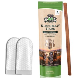 Bully Bark 100% Natural 12” Bully Sticks – 3 Count – Standard, Grass-Fed Beef Chews for Small and Medium Dogs -Fully Digestible, Natural Dental Treats to Keep Dogs Busy & Happy - Grain & Rawhide Free