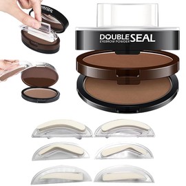 Double Colour Eyebrow Stamp Kit, Waterproof  Sweatproof Eyebrow Powder with 3 Pairs Reusable Stencil Shapes, Long-Lasting Tattoo Effect Eye Brow...   
