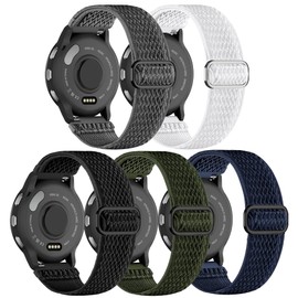5 Pack Stretchy Nylon Watch Bands Compatible with Garmin Venu 3S/2S/Forerunner 265S,18mm Loop Elastic Fabric Adjustable Sport Strap for Garmin Vivoactive 4S/Forerunner 255S/255S Music Women Men