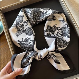 [KQHOMEI] Scarf Summer Women's Scarf, Silk, 27.6 x 27.6 inches (70 x 70 cm), Summer Scarf Length Square Bag Decoration, Hair Decoration, Commuting to Work Office Uniform Scarf, 19