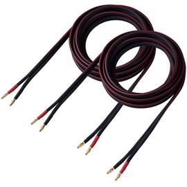 HANNLINTE 14 AWG HD Premium Soft Touch HiFi Speaker Cable with Banana Plugs (2 Pack, 6 Feet) 14 Gauge Banana Wire for Bi-Wire Bi-Amp HiFi Surround Sound Oxygen-Free Copper - Black