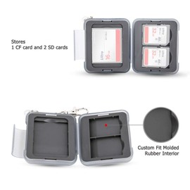 PROfezzion Multi Memory Card Case Memory Card Protective Box for 2 x SD SDHC SDXC, 1 x CompactFlash CFast CF Cards with Carabiner with Short Chain Waterproof and Shockproof Box Safe Bag