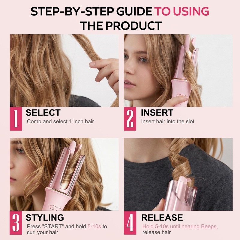 Whiteleopard Automatic Hair Curling Iron,Negative Ion Rotating Hair Curler,3 Temperature