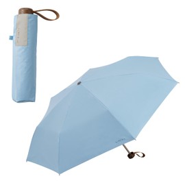 Wpc. Parasol SiNCA MINI 53 Sax <<100% Light Blocking Rate・99.9% UV Cut Rate・UPF50+・For Both Sunny and Rainy Weather>> Folding Umbrella 20.9 inches (53 cm) Ladies Mens Simple Plain Adult Basic Elegant