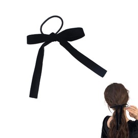 LUYING Velour Ribbon Hair Accessories, Velvet Hair Ornament, Rubberized, Stylish and Cute, Suitable for Children and Adults 1 Piece (Black)