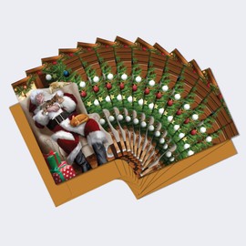 Tree-Free Greetings 12 Pack Christmas Notecards,Eco Friendly,Made in USA,100% Recycled Paper, 4"x6", Cat Nap Santa (FS93513), Multicolor