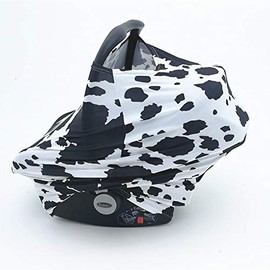 Dear Baby Gear Deluxe Baby Blanket, Double Layer Minky, Holstein Black and White Cow Print, Black Minky Smooth, Black Ruffle, 43 x 33 Inches