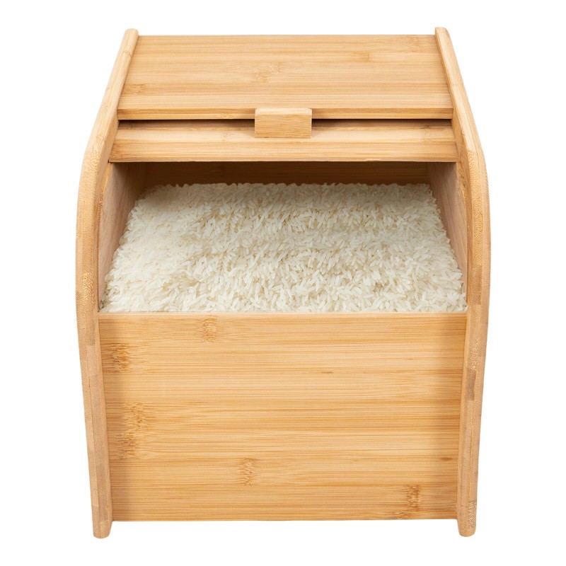 10kg Bamboo Rice Storage Container With Lid Rectangular Rice Storage
