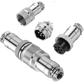 RUNCCI-YUN 2 Sets GX16 6Pin Aviation Plug, Circular Metal Aviation Plug, GX16 Male Female Connector 6Pin Panel Mounting Cable Connector