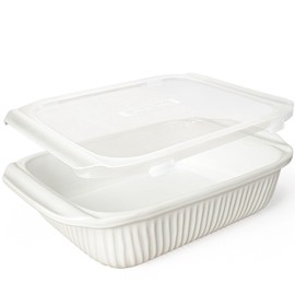 Artena Baking Dish 5.1 Quarts, Casserole Dishes For Oven, Baking Pan With Handles, Lasagna Pan Deep, Large Casserole Dish, Rectangular White Ceramic Bakeware (Baking Dish With Lids)