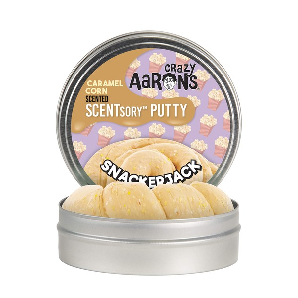 Crazy Aaron's SCENTsory Scented Thinking Putty, Snackerjack, 2.75" Tin - Carmel Corn Scented Yellow Putty Toy - Stretch, Play and Create - Soft, Fluffy Texture Never Dries Out