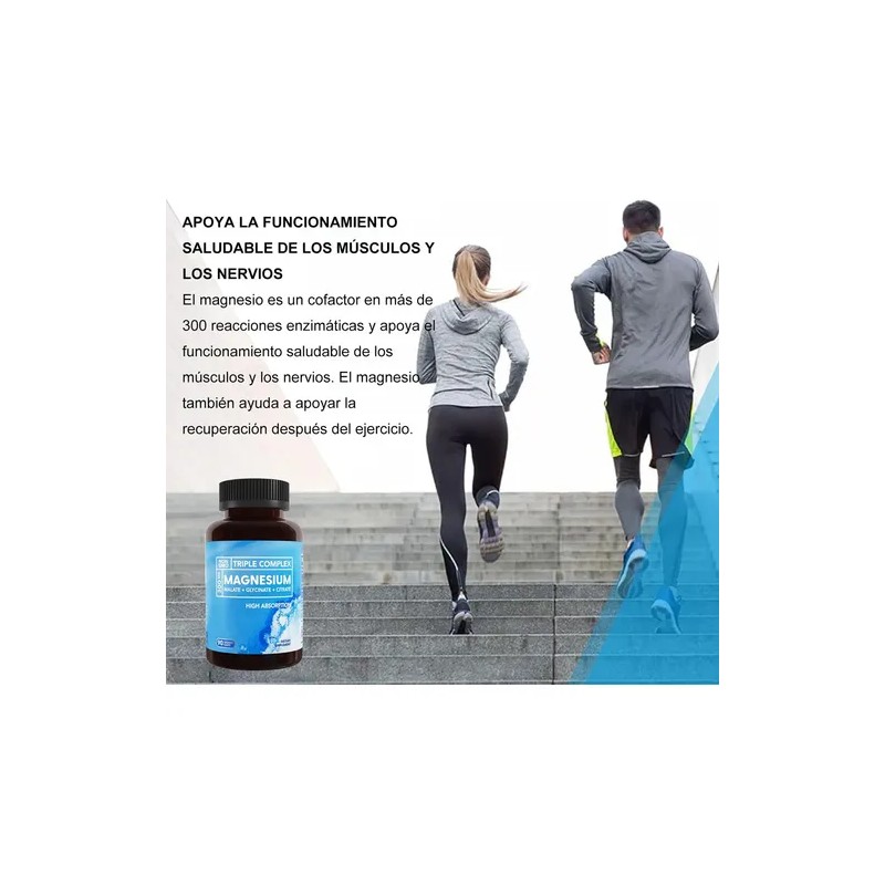 4pc Magnesio Triple Complejo 300mg Soporte Muscular Nervioso