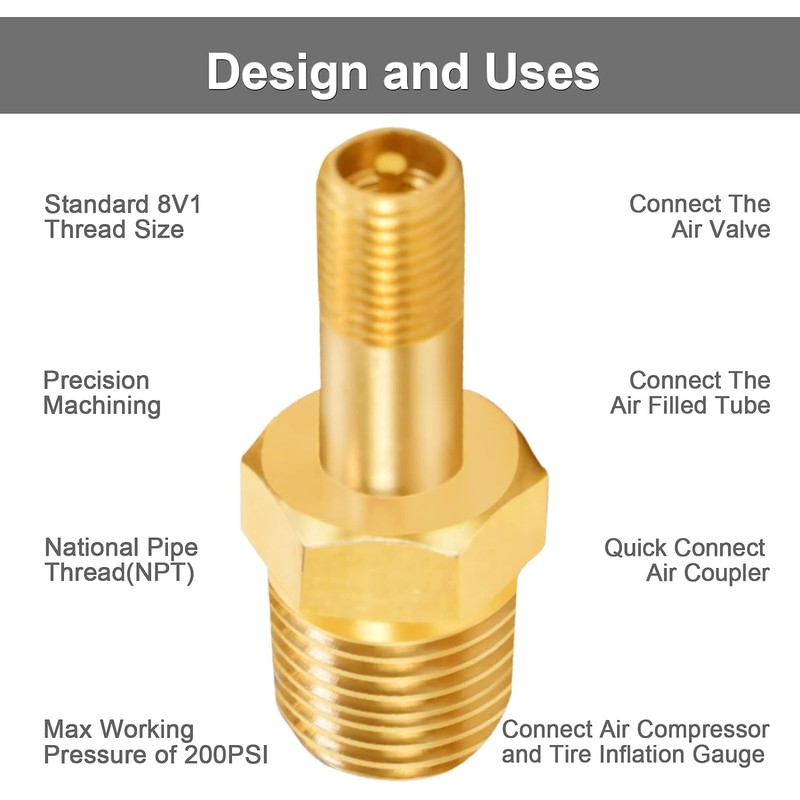 GODESON 1/4" NPT Tank Valve, Anti-Corrosion Brass Schrader Valve with