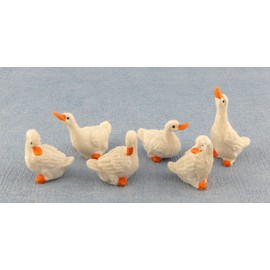 Dolls House Set of 6 Geese Miniature Birds Farm Yard Accessory 1:12 Scale