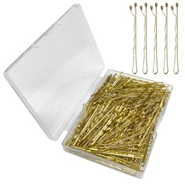 Uootach Pack of 200 Hair Pins, 5 cm Hair Clip, Wavy Hair Clip, Invisible Hair Clip, Bulk Hair Accessories, Hair Clip, Hair Accessories, Suitable for Girls, Hairpin, Hairdressing Salon (Gold)