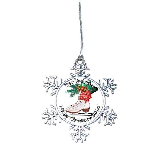 Ice Skate Skating Dancing Christmas Silver Ornament Choose Snowman Snowflake