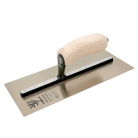 Nela Premium Chrome Steel Smoothing Trowel 11" x 4.75" Wood Handle BiKo Grip