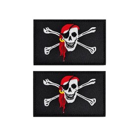 2 parches bordados con diseño de bandera de pirata Jack Rackham (estilo-1)