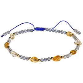 Jewboo Moonstone/Citrine Crystals Anklets Chakra Crystal Anklet Bracelets for Women Bring Wealth Lucky Reiki Stones Birthstone Jewelry Adjustable