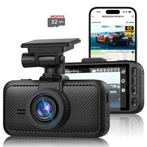 Miofive Car Camera 4K Resolution, 5G WiFi & Bluetooth, GPS