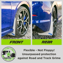 RokBlokz Rally Mud Flaps Compatible with 2022+ Volkswagen Golf (MK8) - Multiple Colors Available - Mud Guards are Custom Cut and Fit - Includes All Mounting Hardware (BLK with BLK Logo, Original)