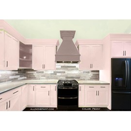 ALL-IN-ONE Paint, Peony (Pale Pink), 32 Fl Oz Quart. Durable cabinet and furniture paint. Built in primer and top coat, no sanding needed.