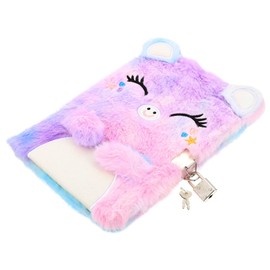 STOBOK Fluffy Notebook for Girls Adorable Diary Lock Plush Cover Notebook Little Girls