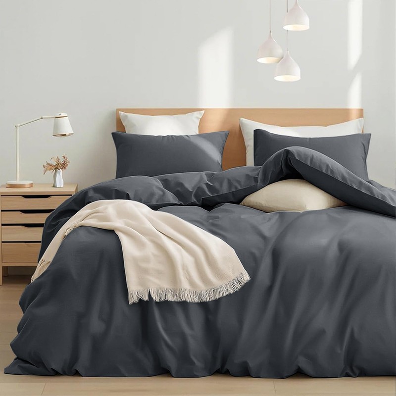 SSW HOMES Single Size Duvet Cover Set (Charcoal) - 3