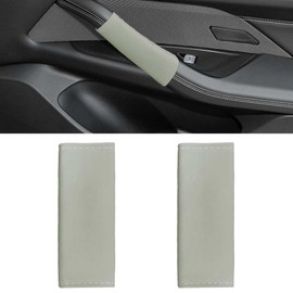 LHDOS 2PCS Car Grab Handle Cover, Anti-Scratch Auto Inner Front Rear Door Pull Handle Cover, PU Leather Door Grip Gloves Protector Auto Interior Decoration Accessories for Car, Truck, SUV (Grey)