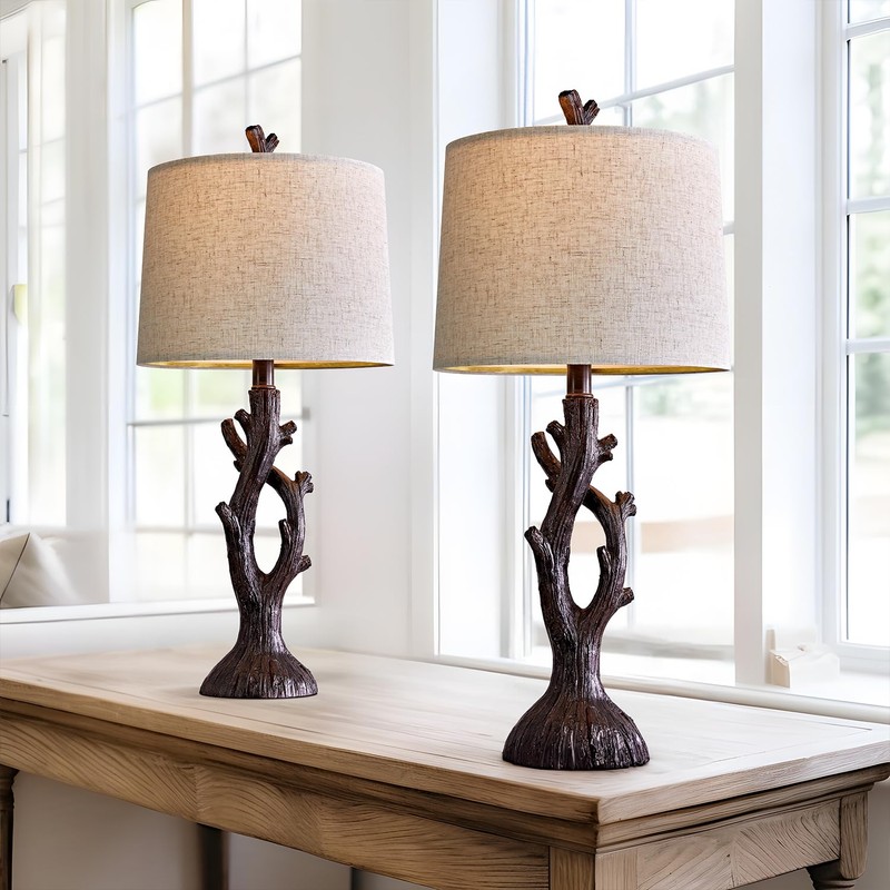 OYEARS 25" Farmhouse Table Lamp Set of 2 for Living