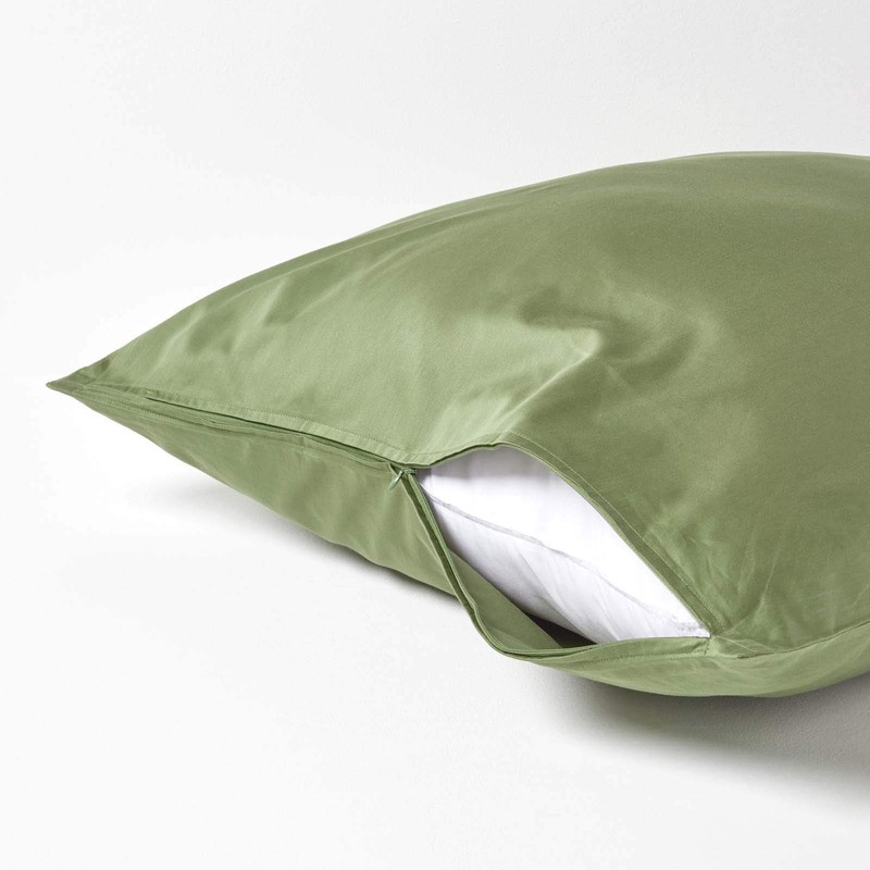 HOMESCAPES Organic Pillowcase 80 x 80 cm Moss Green 100%