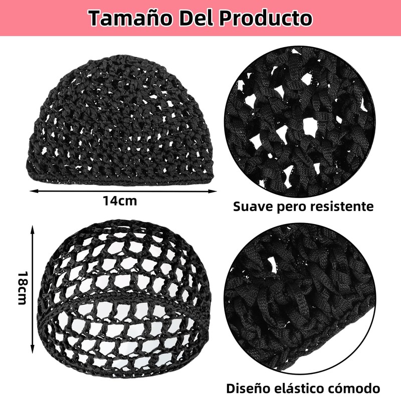 THJOPOKEEL 4 Redes de Malla para Cabello, Gorros de Dormir
