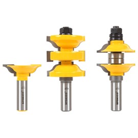 YONICO Router Bits Set Exterior Door Rail and Stile Extended Tenon 3 Bit Classical 1/2-Inch Shank 12346