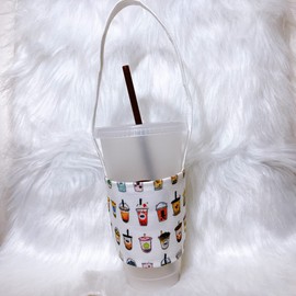 Portable Boba Cup Holder, Bubble Tea Cup Holder with Straw Holder (Full Bubble Tea)