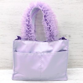 マイメロディ&リトルツインスターズ x DOLLY MIX フリルスクエアハンドバッグ ライトパープル