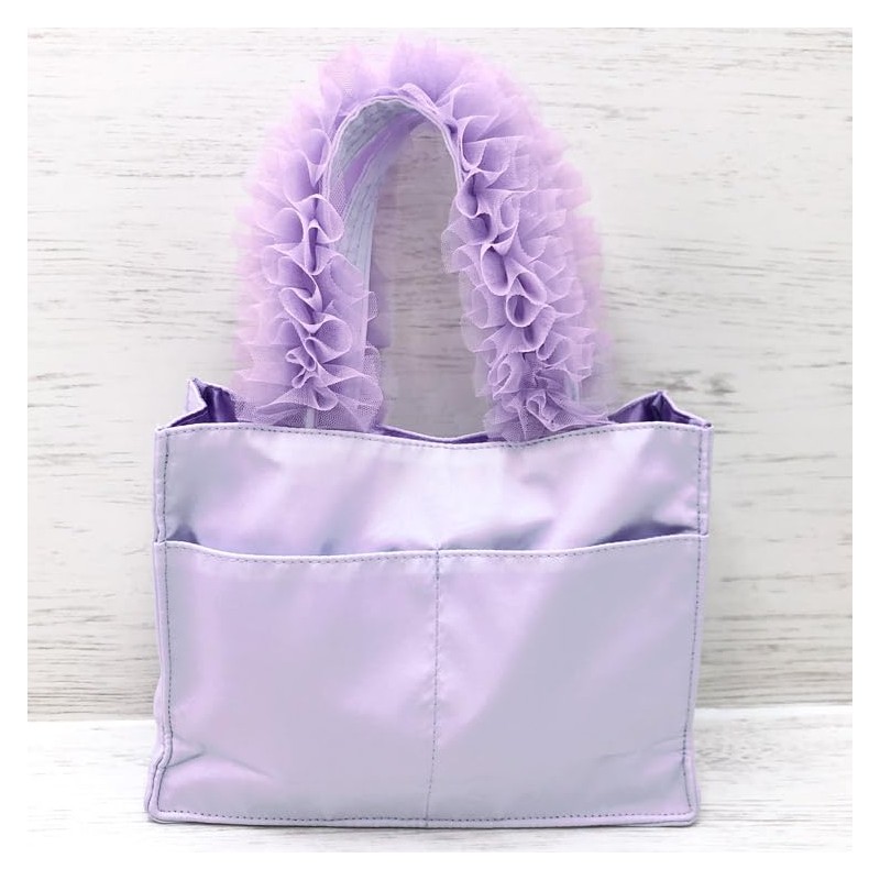 マイメロディ&リトルツインスターズ x DOLLY MIX フリルスクエアハンドバッグ ライトパープル