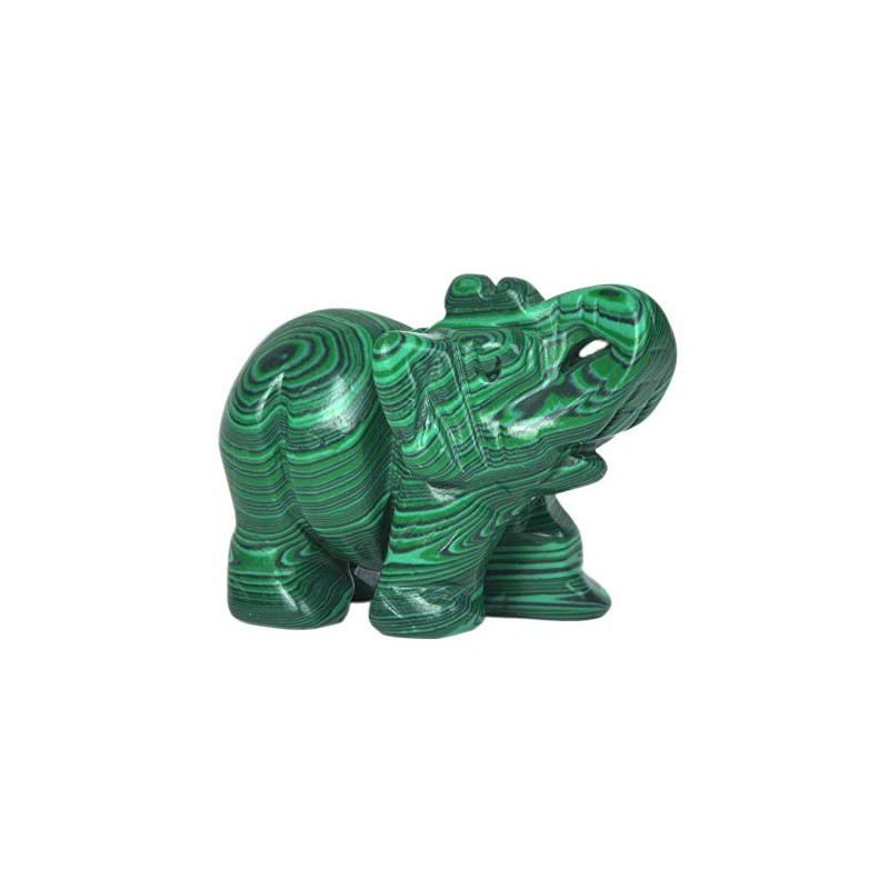 Justinstones Synthetic Malachite Carved Elephant Crystal Animal Totem Spirit Stone