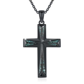 ABIGY Black Cross Necklace 925 Sterling Silver Turquoise Cross Pendant Necklace Birthday Gift for Women