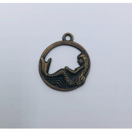 3 Bronze Tone Mermaid Charms Crafting Craft Metal Pendant Charm 0.8" Inch