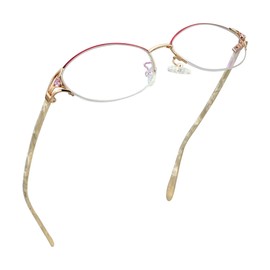 LifeArt Alloy Semi-Rimless Reading Glasses,Blue Light Blocking Glasses, Anti Eyestrain, Computer Gaming Glasses, TV Glasses for Women Men, Anti Glare (Rose Gold, +0.75 Magnification)