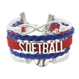 Vikitoriously Infinity Love Softball Bracelet Friendship Softball Charm Bracelet Jewelry For Women, Men, Softball Sport Fans Lovers, Softball Themed Jewelry Bulk1