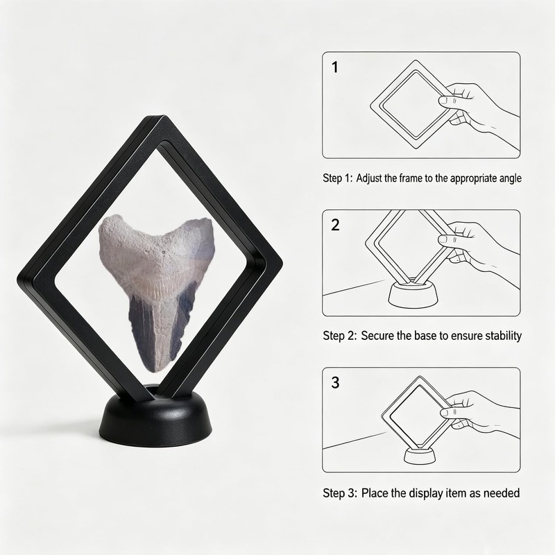 6Pcs 3D Floating Display Case Black 2.75x2.75x0.8 Inch