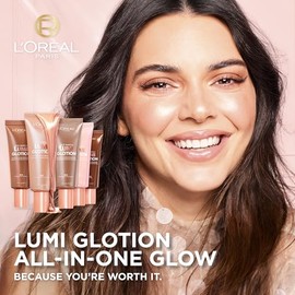 L'Oreal Paris Maquillaje True Match Lumi Glotion, Potenciador de brillo natural, Iluminador resaltador, Gotas bronceadoras para un brillo bañado por e