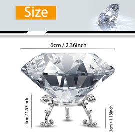 MerryNine Top K9 Clear Crystal Diamond Paperweight Decoration with Sliver Triangle Base, Decoration Wedding, Store, Home, Office, Bar ect; Best Gift for Lover, Family and Friends (Clear, 60mm/2.36in)
