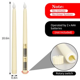 KOABY 6 Pack Black Flameless Plastic Taper Candles, Without Remote or Timer, Flickering Light, for Decor