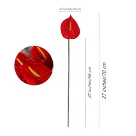 JOSON 8-Pack 27" Faux Anthurium Lilies Home Decor Bouquet and Green Leaves, Wedding Festive Decor Floral Arrangement (Red)